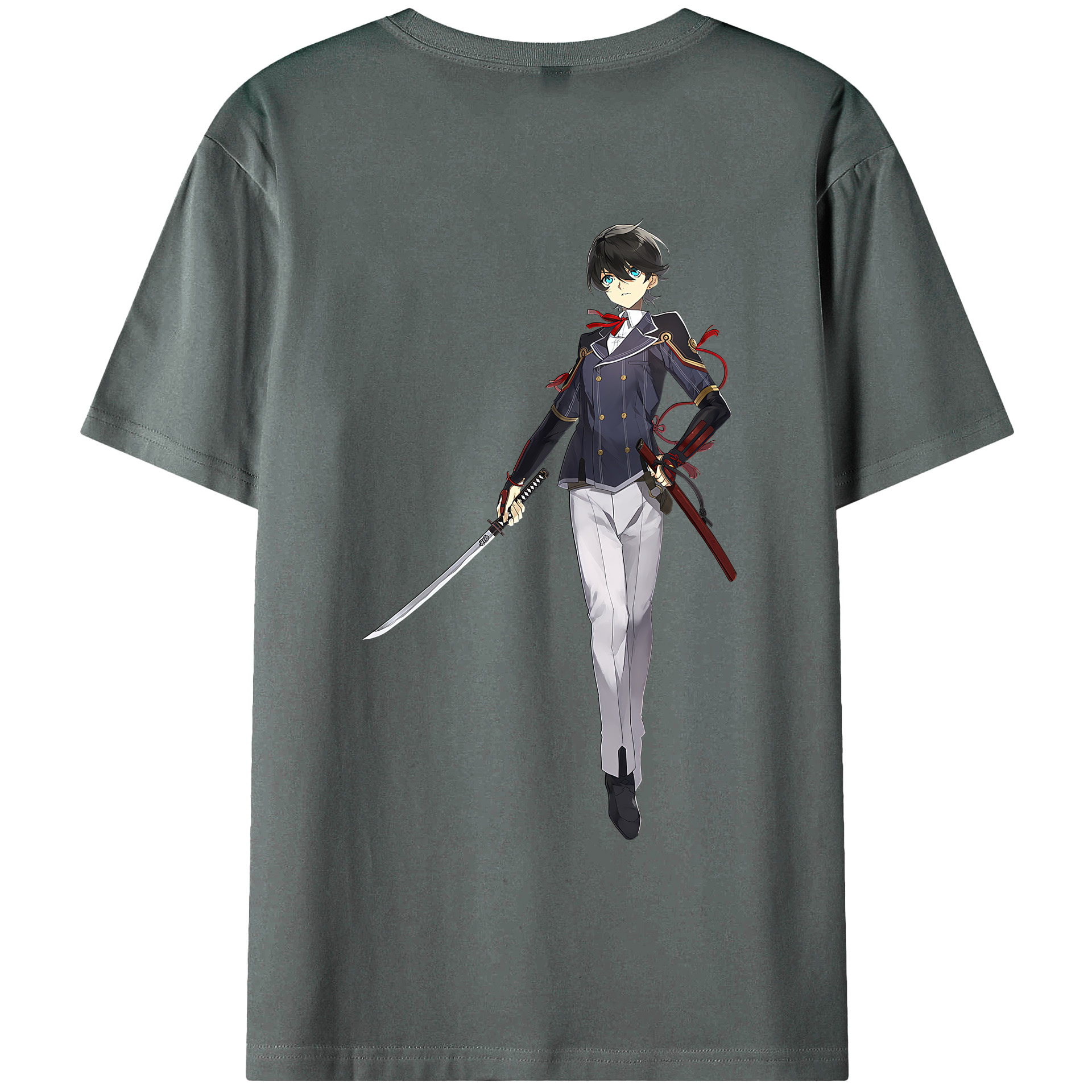 （画像用） 刀剣乱舞 Touken Ranbu 綿100％ メンズ半袖Tシャツ（バックプリント） 通気性